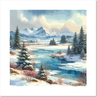 Winter Lake Winter Landscape Posters and Art